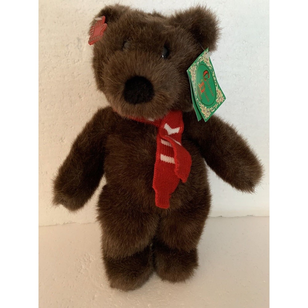 Applause CINNAMON Brown Teddy Plush Red White Scarf Christmas Dreams VIntage TAG